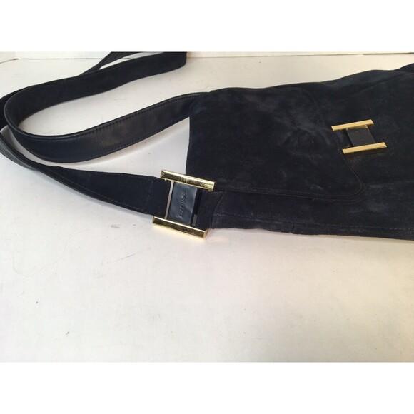 Americana by Sharif Navy Blue Suede Leather Shoulder Bag - Picture 6 of 7